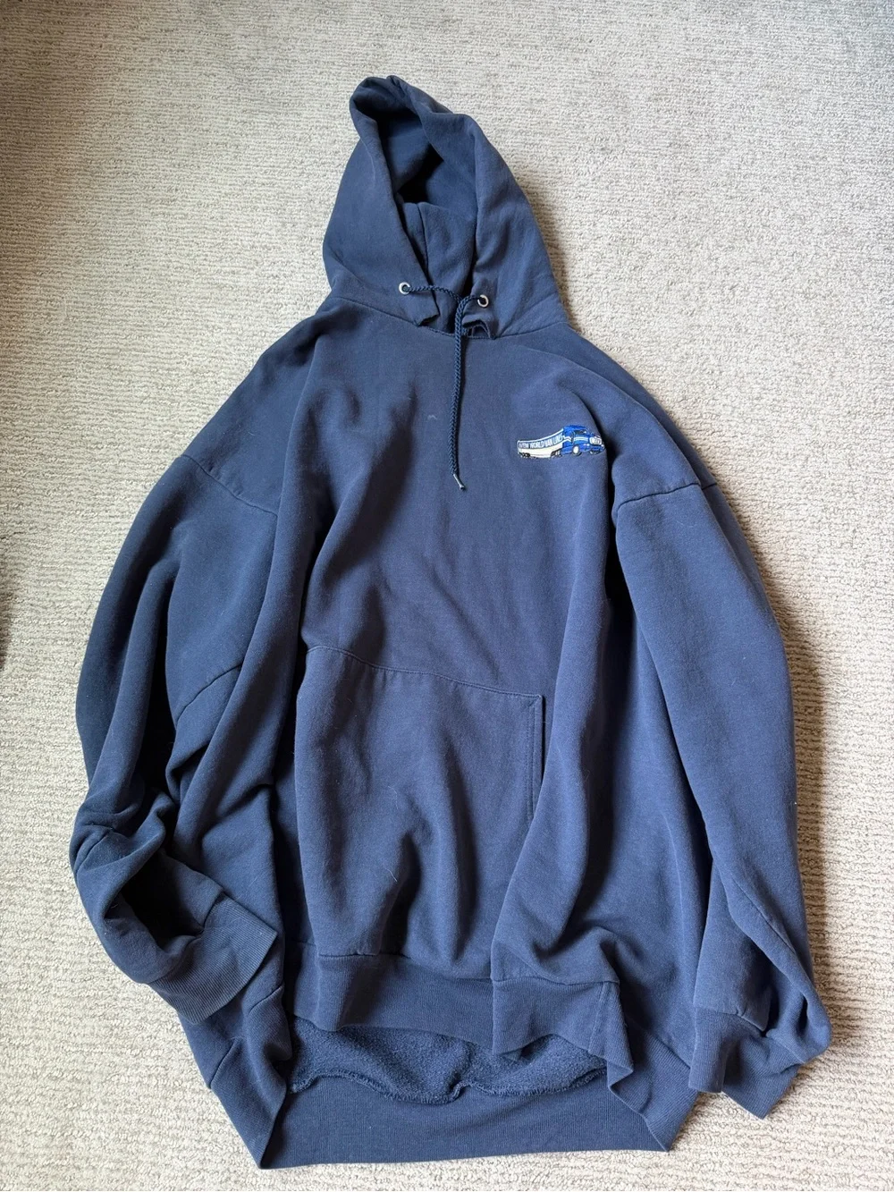 Men's Navy Blue Hooded Sweatshirt - Unbranded